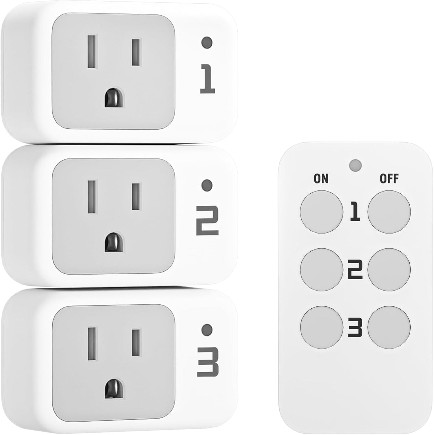TESSAN Remote Control Outlet Plug, Remote Light Switch Wireless, 100FT RF | Electrical Light Switch, Plug in Wall Plug with ON/OFF Switch, For Indoor String Lights, Lamps, Home Small Appliances