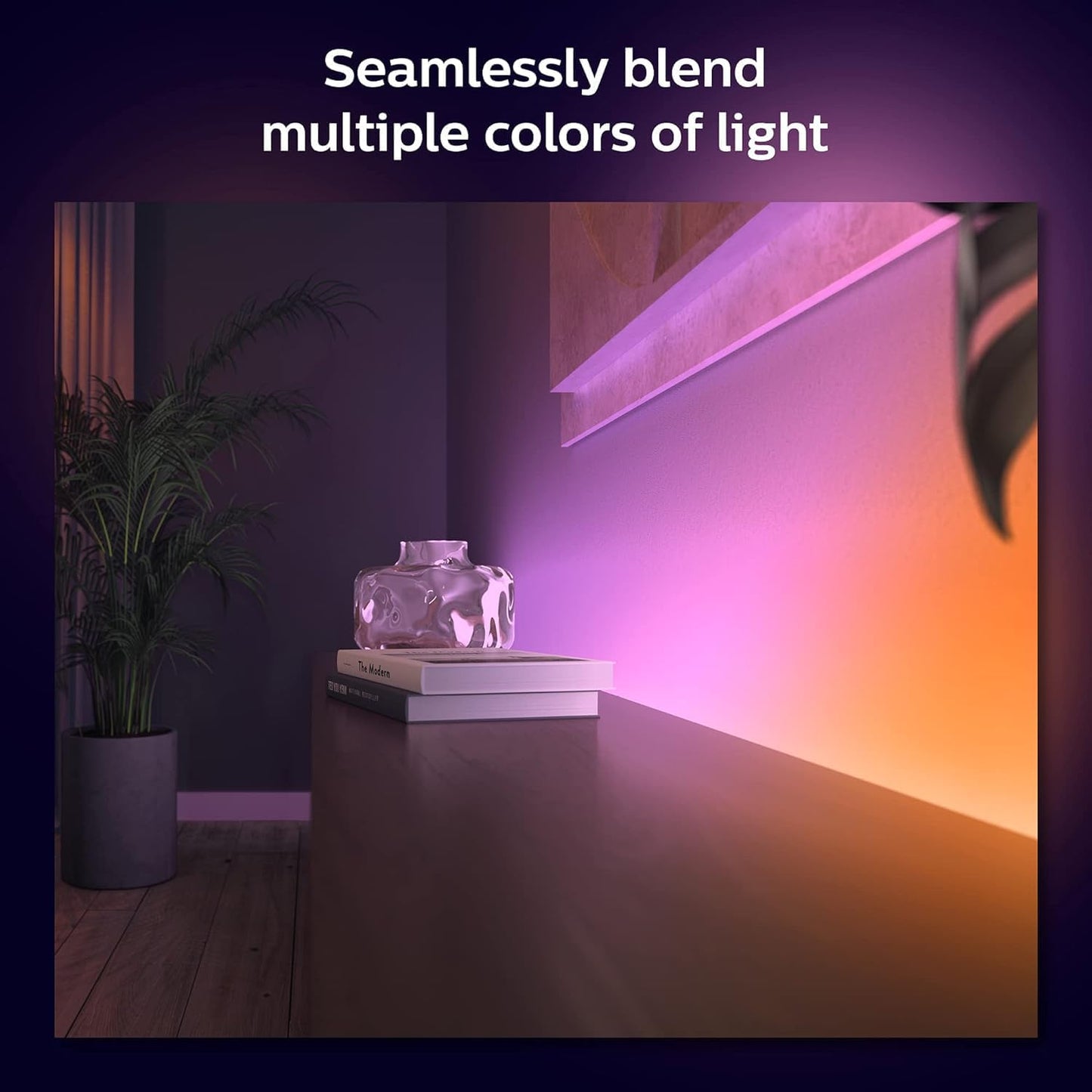 Philips Hue Indoor 6-Foot Smart LED Light Strip Base Kit with Plug - Flowing Multicolor Effect - 1 Pack - Control with Hue App - Compatible with Alexa, Google Assistant and Apple HomeKit