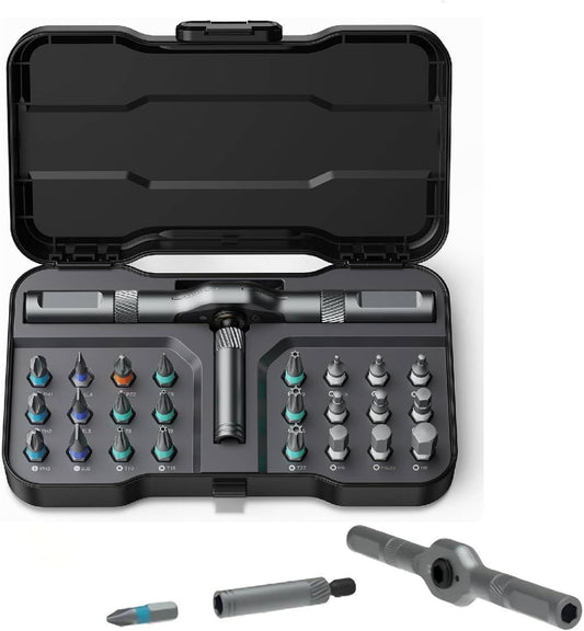 24 in 1 Magnetic Screwdriver Set, Multi Bit Magnetic Drive Set with Detachable Ratchet Handle, Mini Screwdriver Set, Portable Precision Repair Tool Kit for DIY, Electronics, Watch & Home Repair