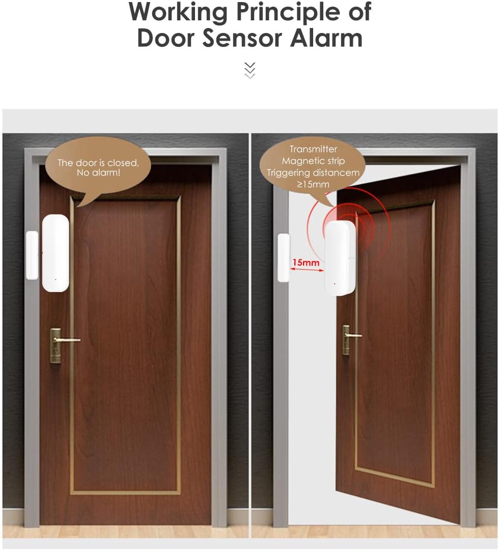 Mengshen 6 Pack WiFi Door Sensor Smart Window Door Alarm Door Open Detector | Wireless Magnetic Door Open Detector, APP Remote Notification, Compatible with Tuya Smart, Alexa, Google Assistant