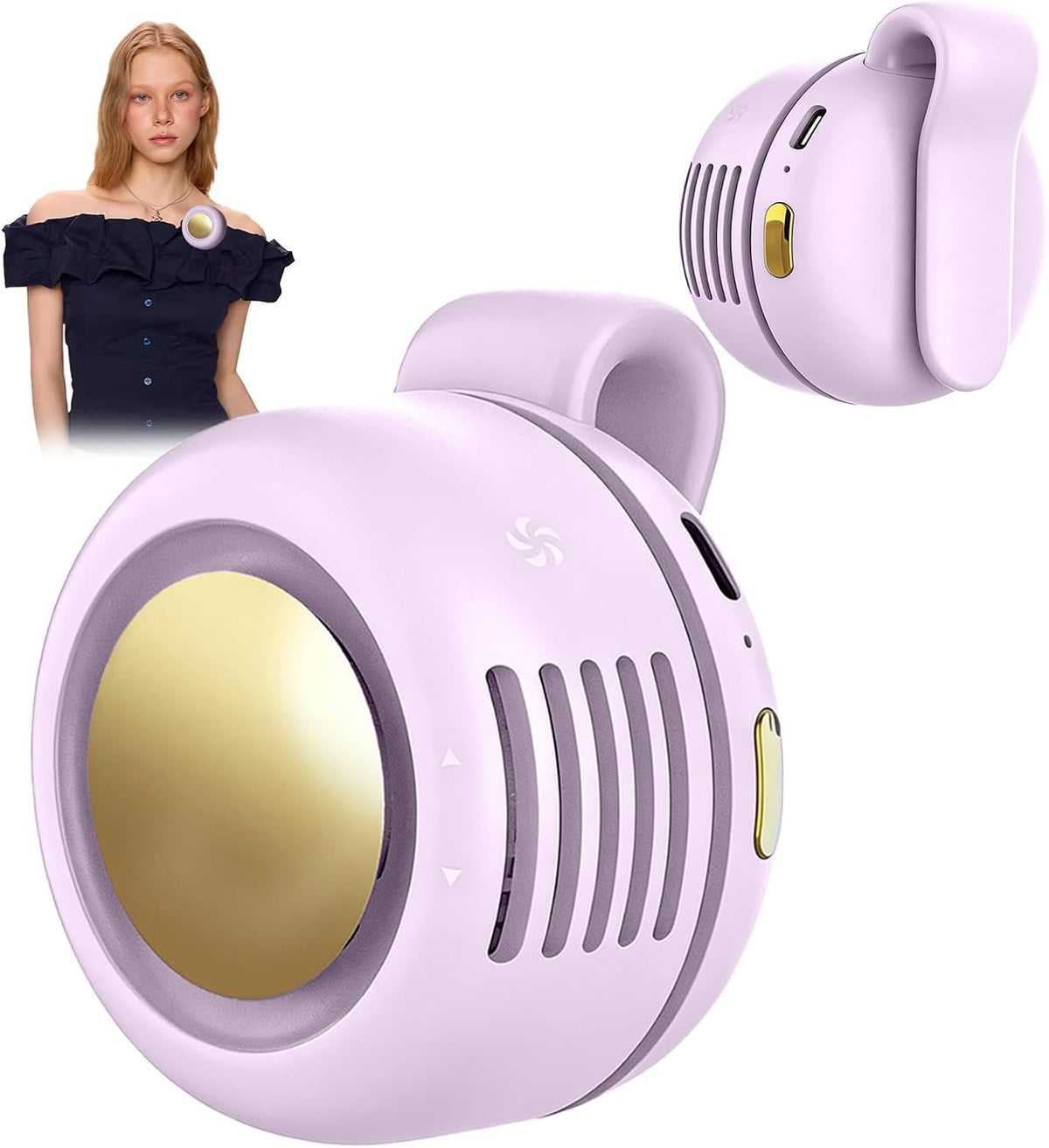 Portable Clip-On Fan, Mini USB Rechargeable 360° Rotatable Fan, 3-Speed Silent Mini Bladeless Fans