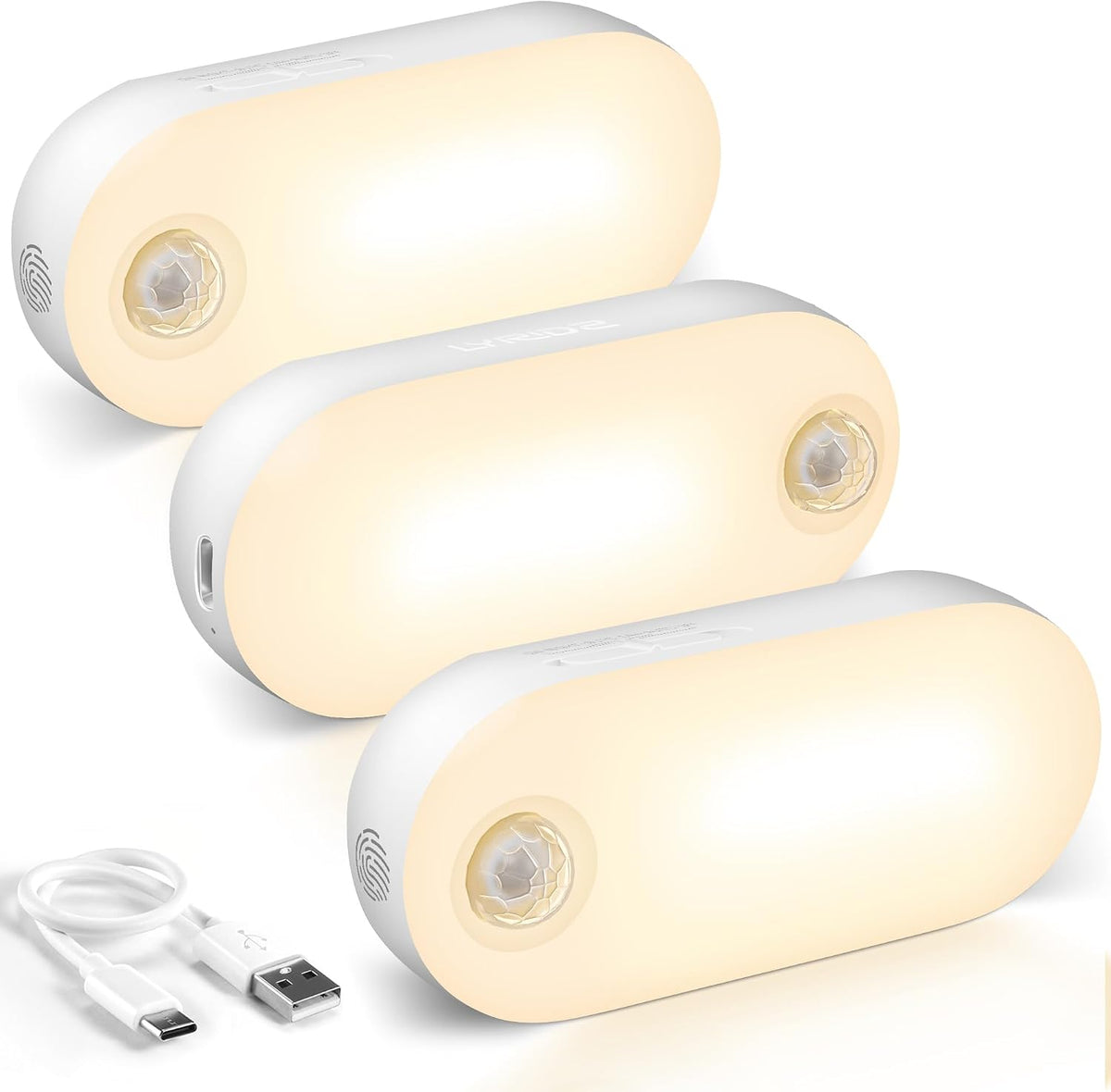 Lyridz Rechargeable Night Light with Motion Sensor, 3-Pack