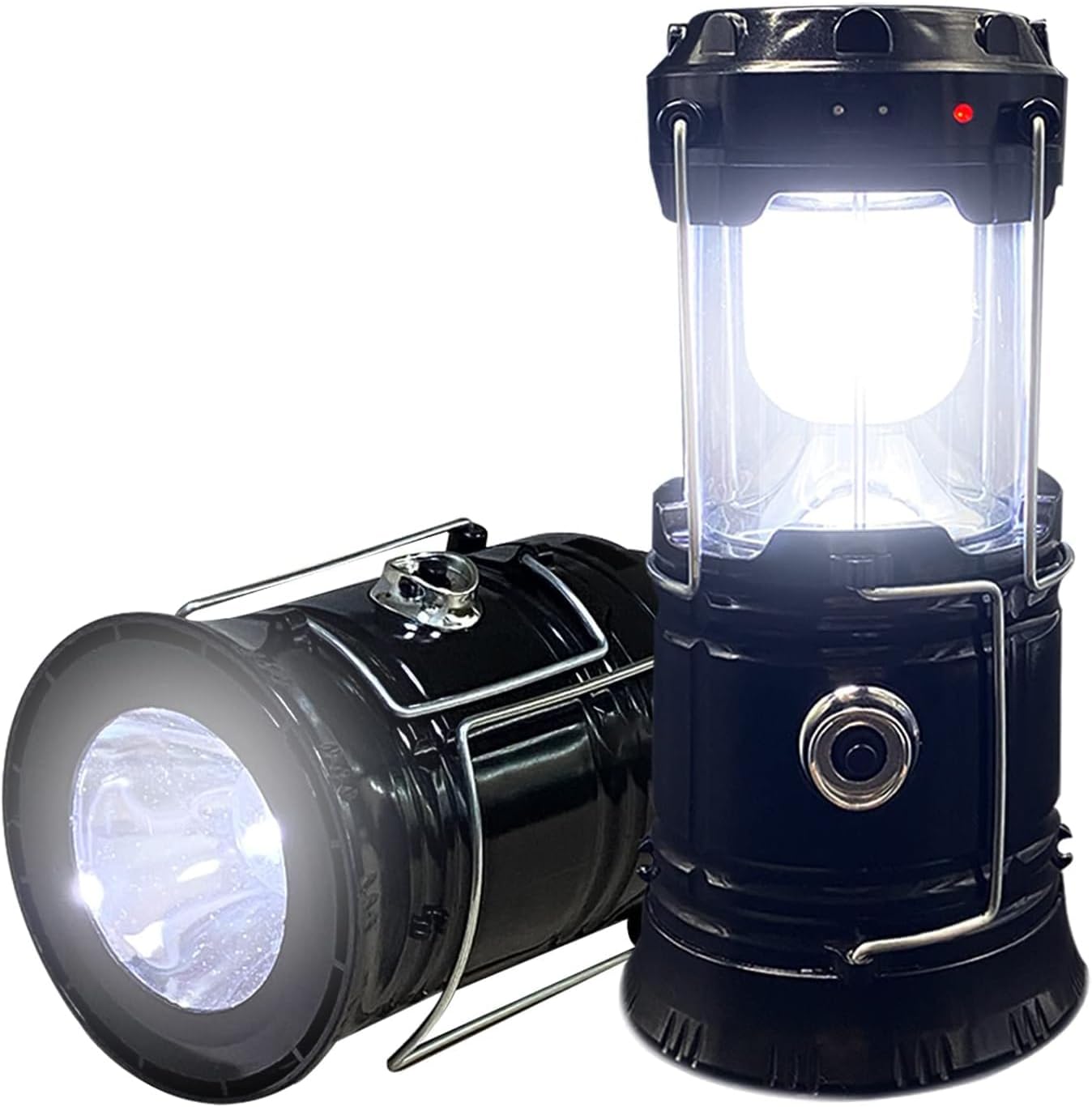 2-Pack Collapsible Camping Lantern XTAUTO Solar USB Rechargeable Portable Lightweight Waterproof LED Flashlight Survival Kits for Indoor Outdoor Home Emergency Light Power Outages Hiking Hurricane