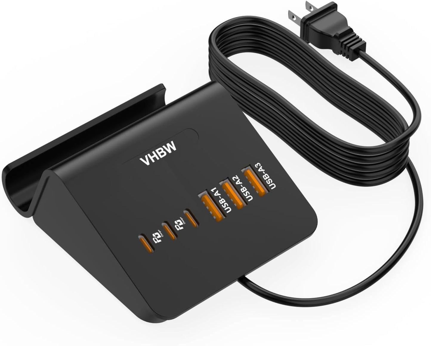 VHBW USB Charging Station, 6 Port 3USB-A and 3USB-C Charging Station for Multiple Devices, Multi USB Nightstand Charger Station with Phone Stand (ETL Listed, 6Ft Extension Cord, White)