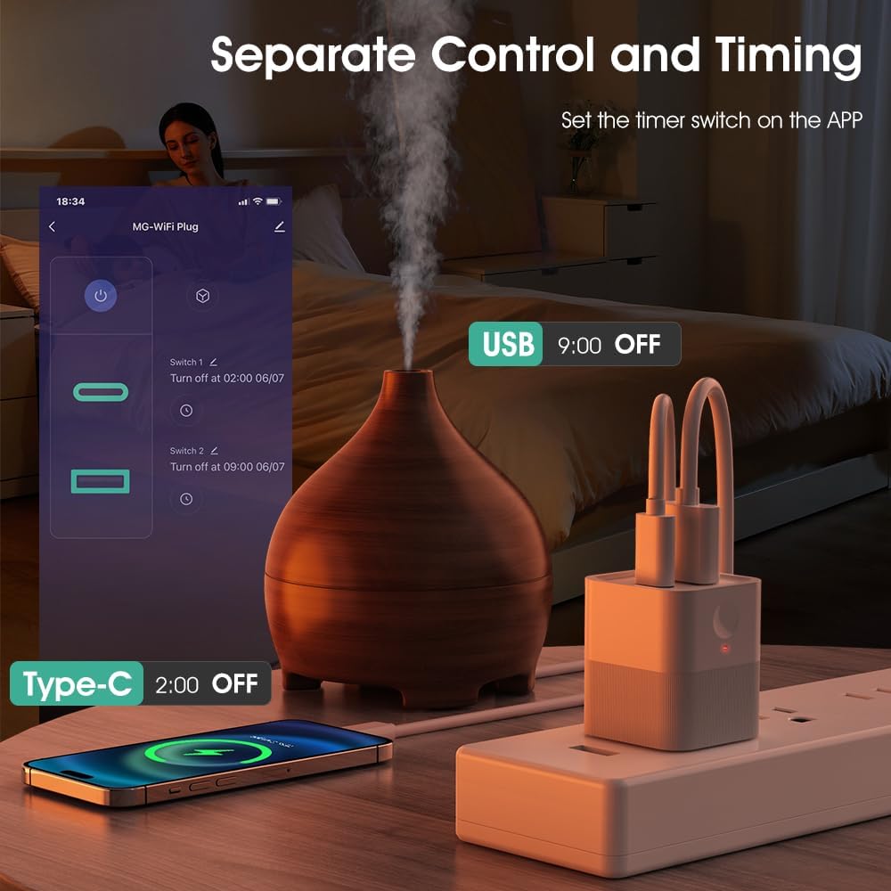 Tuya app Micro WIFI USB adaptor, Smart 5-12V DC outlet Switch,Remote Timer your USB device by Phone app,Compatible with Alexa Google Home