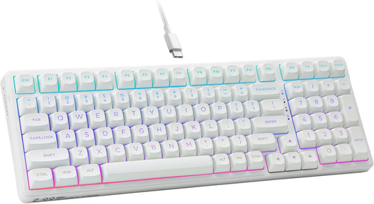 HUO JI E-Yooso Creamy Mechanical Keyboard Wired, RGB Backlit, White | Hot Swappable, Pre-lubed Linear Switches, Gasket Structure, Sound Dampening Foam, 99 Keys Custom Gaming Keyboard for PC/Mac