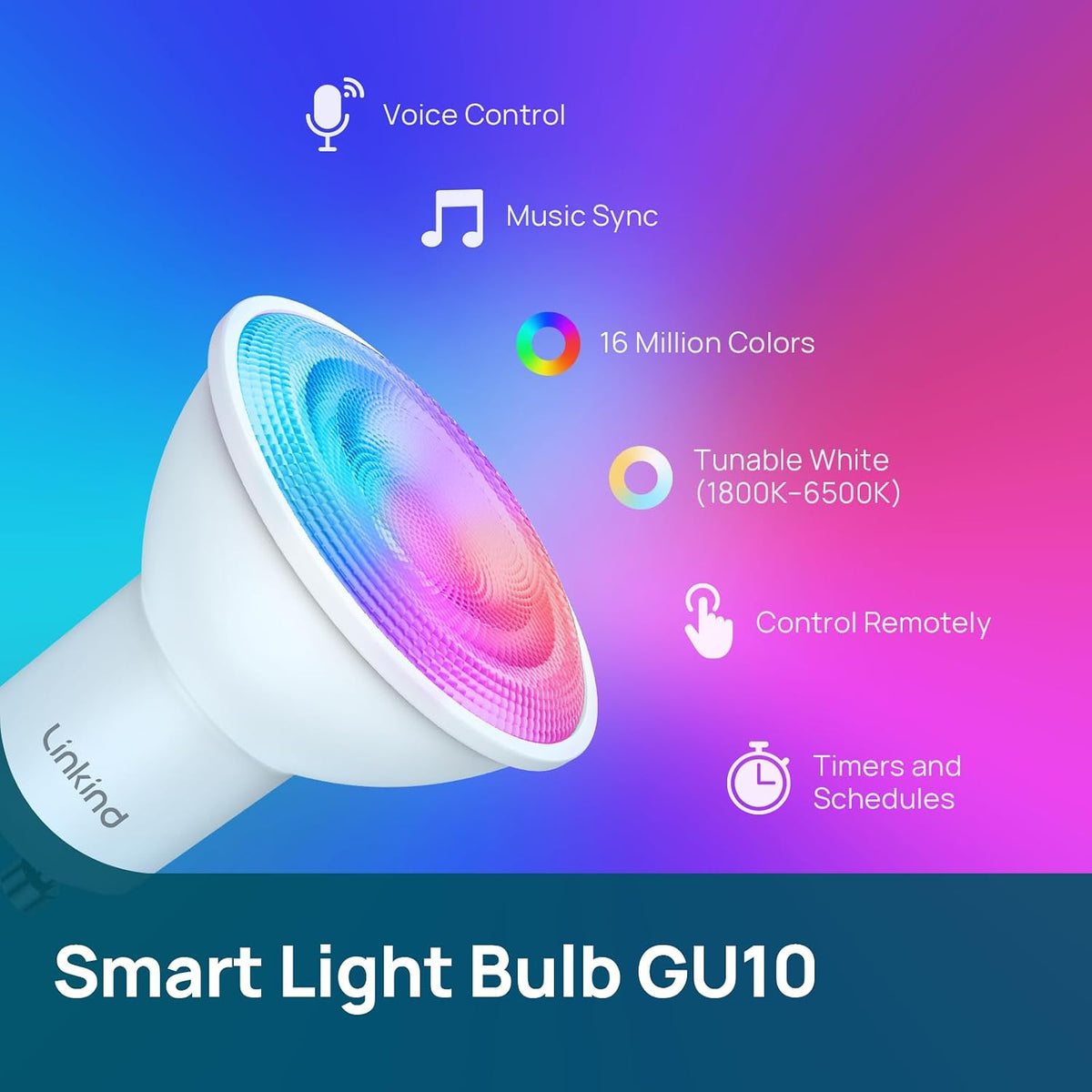 Linkind Matter GU10 Smart Light Bulbs, MR16 GU10 LED Bulbs, 4Pack