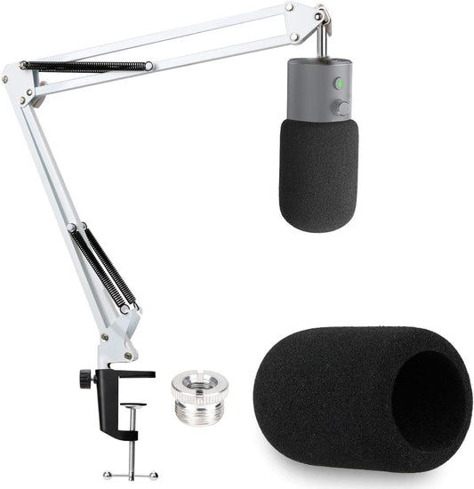 YOUSHARES Razer Seiren X Boom Arm with Pop Filter - White Boom Arm for Razer Seiren X Streaming Microphone, White Mic Arm Microhone Stand (White)