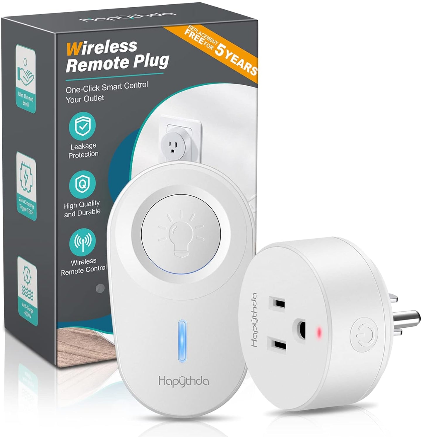 Remote Control Outlet,Remote Light Switch with 15A/1500W and 500 Feet RF Range,No Wiring Needed Smart Plug for Small Electrical Appliance with Anti-Surge 4000V