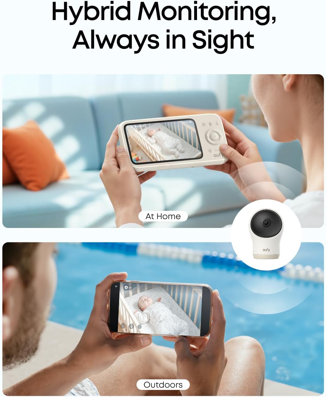 eufy Baby Monitor C10, 2K Camera, 4.5" 480p Display, No Wi-Fi