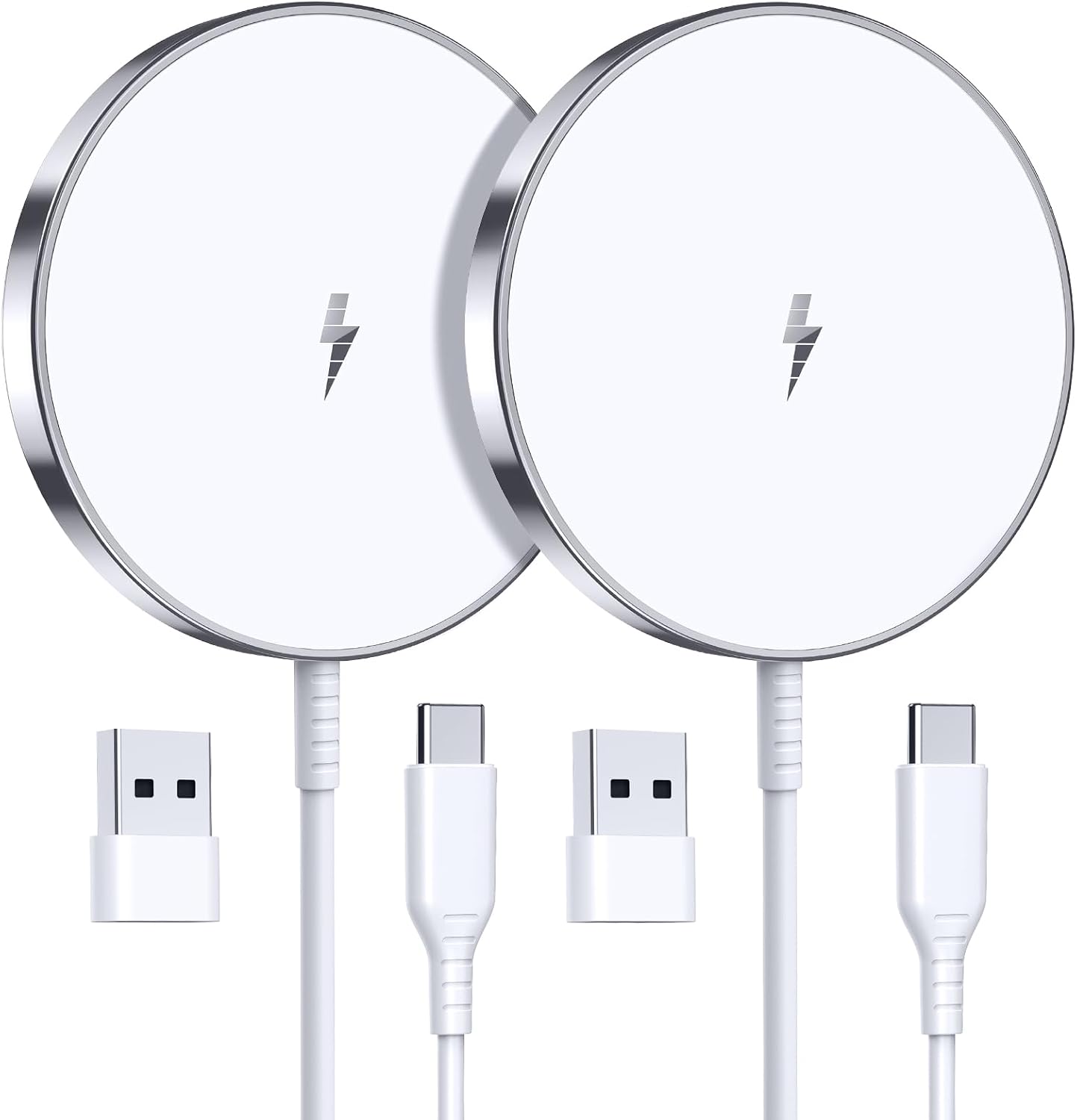 Magnetic Wireless Charger, 2-Pack 15W Fast Mag-Safe Stand for iPhone 17-12 | Fast Magnetic Wireless Charging Pads for iPhone 17/17 Air/17 Pro/17 Pro Max, 16/15/14/13/12 Series and AirPods(white）