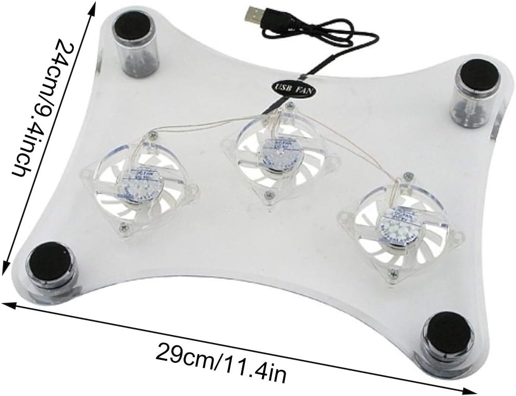 ThreeH USB Fan Laptop Cooling Pad with 3 Fans & Blue LED Lights