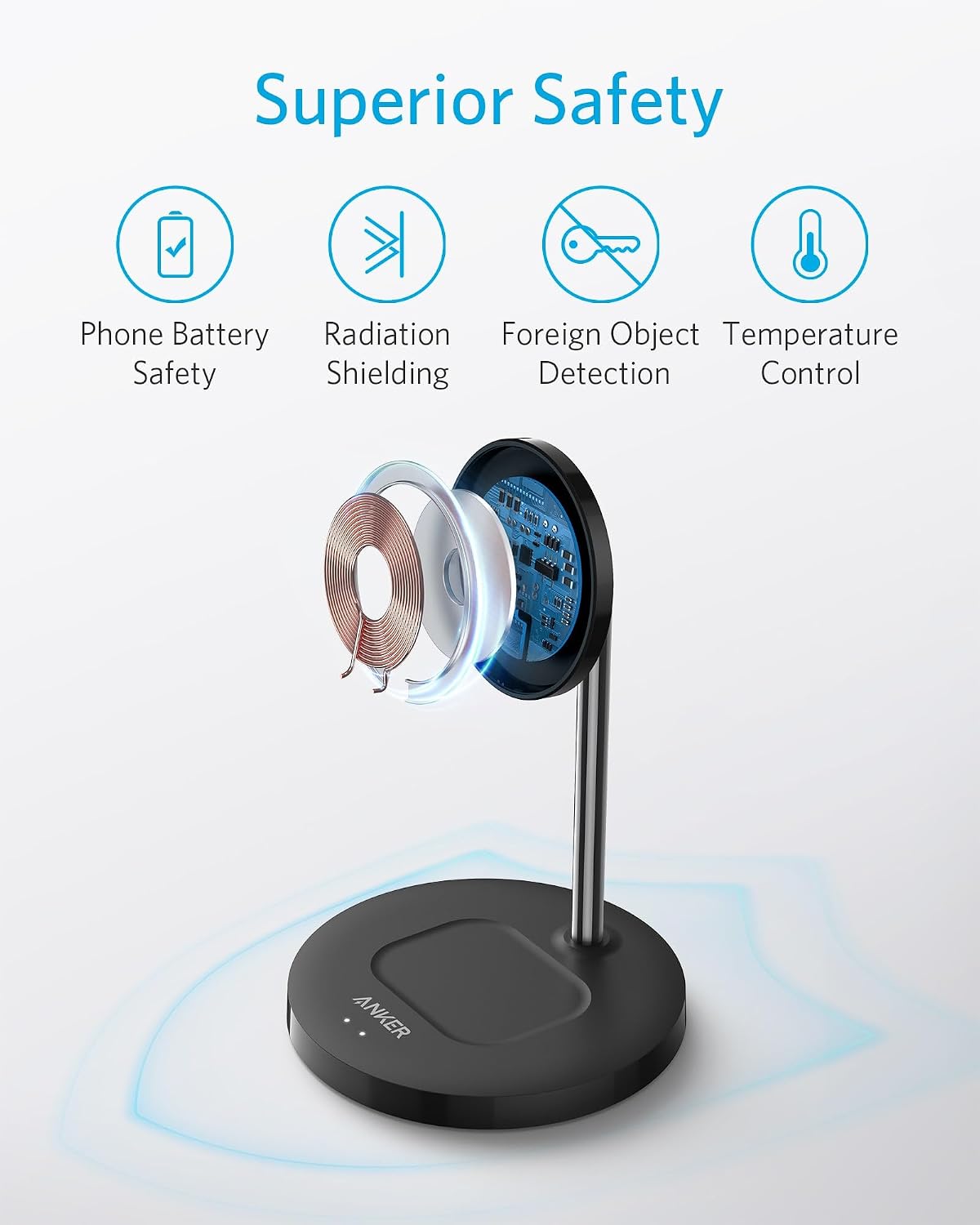 Anker PowerWave 2-in-1 MagSafe Compatible Wireless Charging Stand | Magnetic Dual-Device Dock Lite for iPhone 16 / 15 / 14 / 13 Series, AirPods 2 / Pro, and More (Adapter Not Included)
