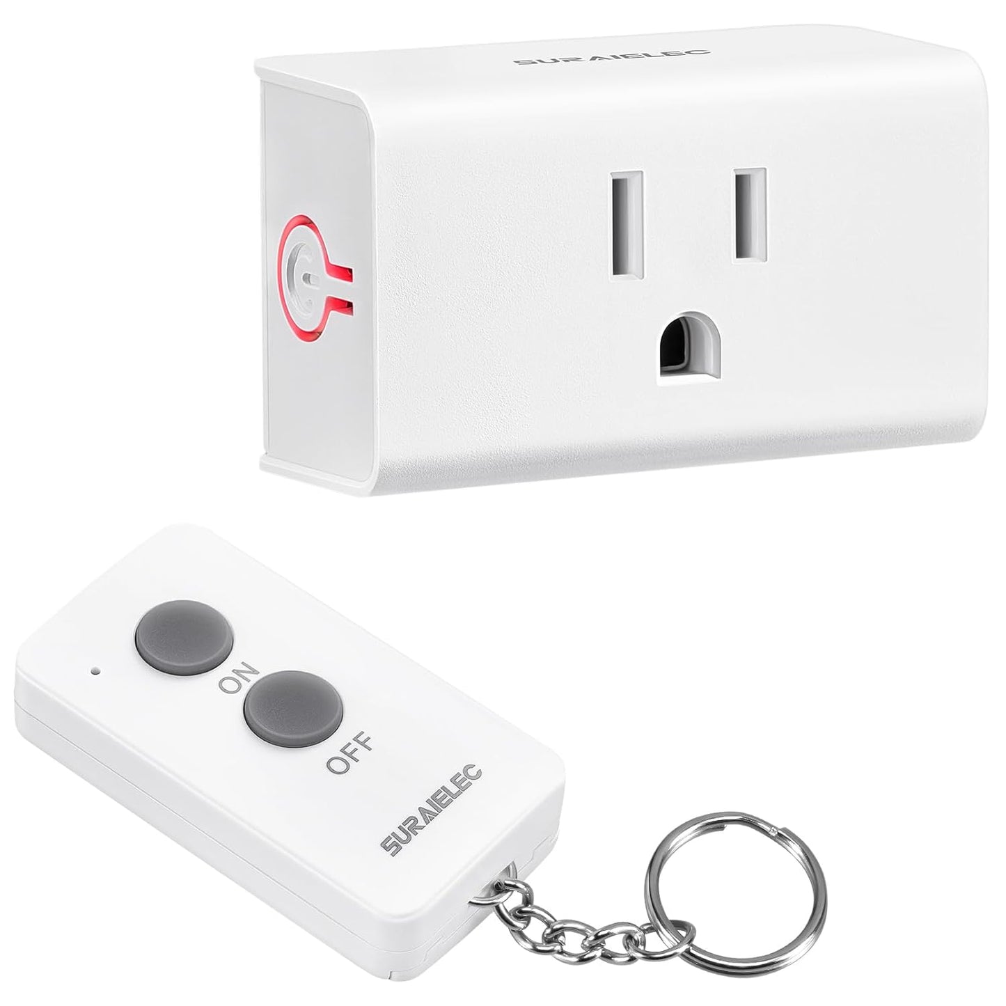 SURAIELEC Remote Control Outlet, Wireless Light Switch - 5 Outlets + 2 Remotes, 15 AMP, 100FT Range, No Interference, Remote Light Switch Kit for Lamp, Fan, Christmas Tree Light, Household Appliance