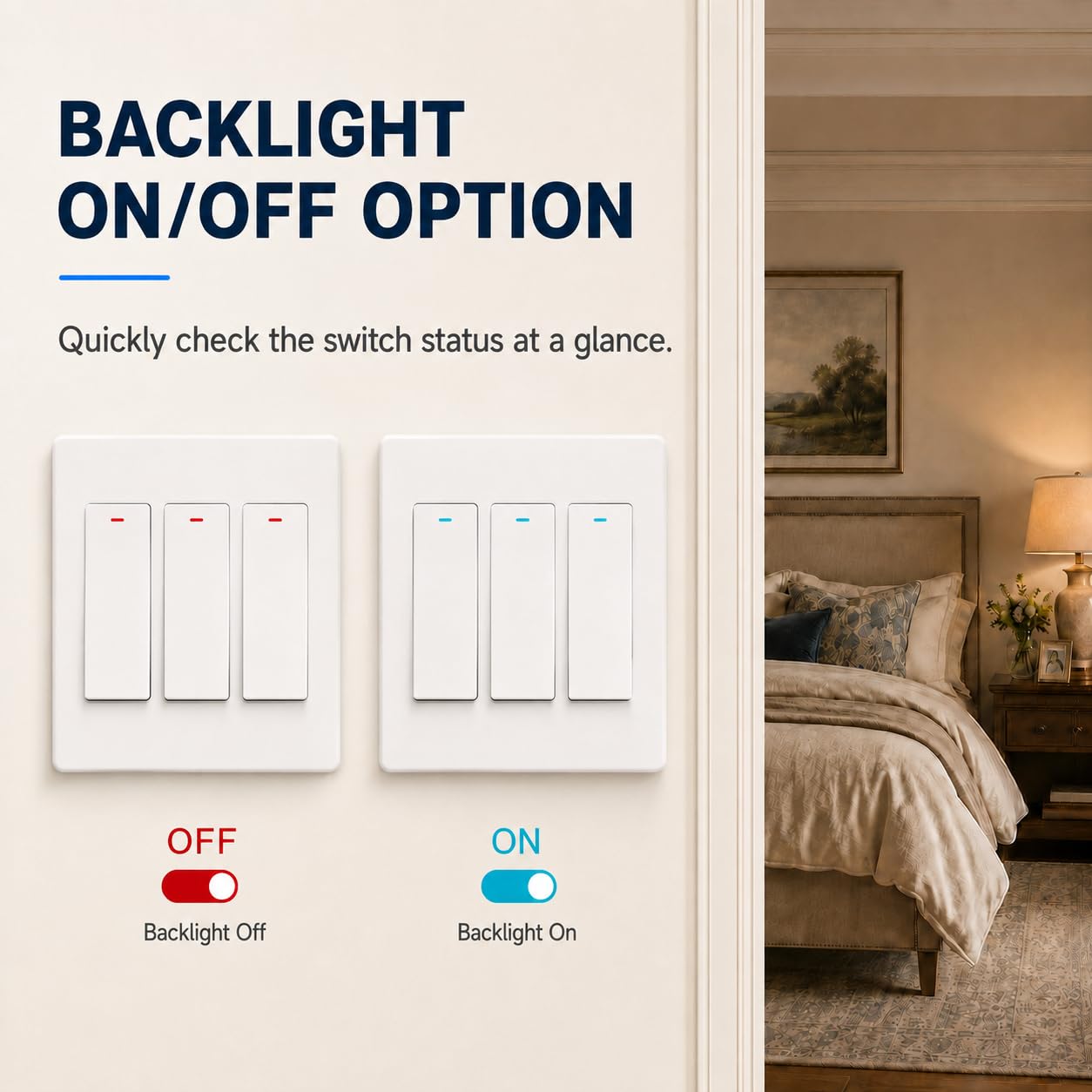 Smart Switch for Light 3 Gang, Neutral Wire Required, 2.4GHz Wi-Fi Switch Compatible with Alexa and Google Home, UL Certified