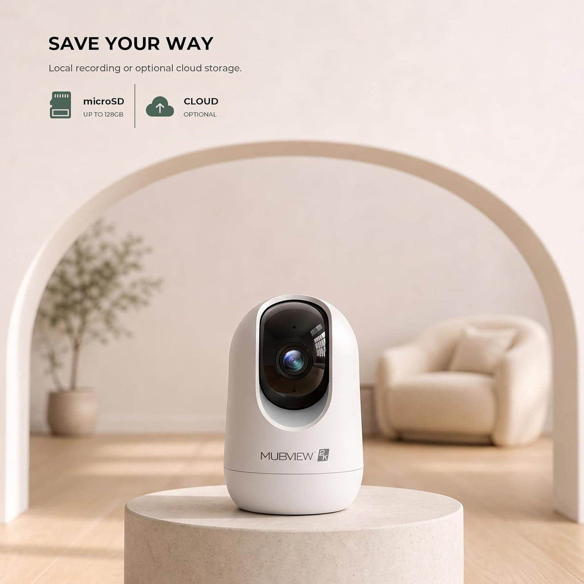 MUBVIEW Indoor Camera 2K,Pan Tilt 2.4/5 GHz Pet Camera with Phone App