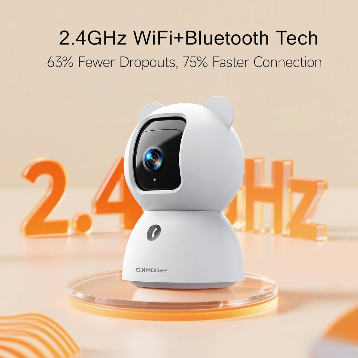 2.5K Indoor Security Camera, Free AI Person/Pet/Cry Detection, 4MP Baby Monitor/Dog/Cat/Pet Camera with Phone App, Pan Tilt 2.4GHz WiFi, Night Vision, Full Duplex Audio for Home Security