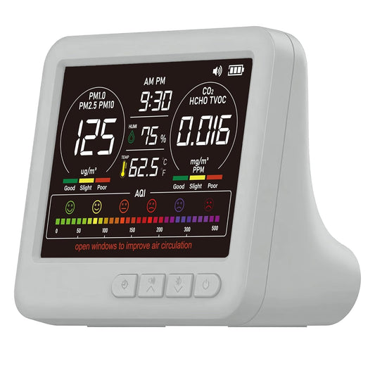 16-in-1 Indoor Air Quality Monitor, High-Precision Multi-Parameter Smart Air Quality Tester with HD Real-Time Color Screen, Portable Air Quality Monitor for Home, Office