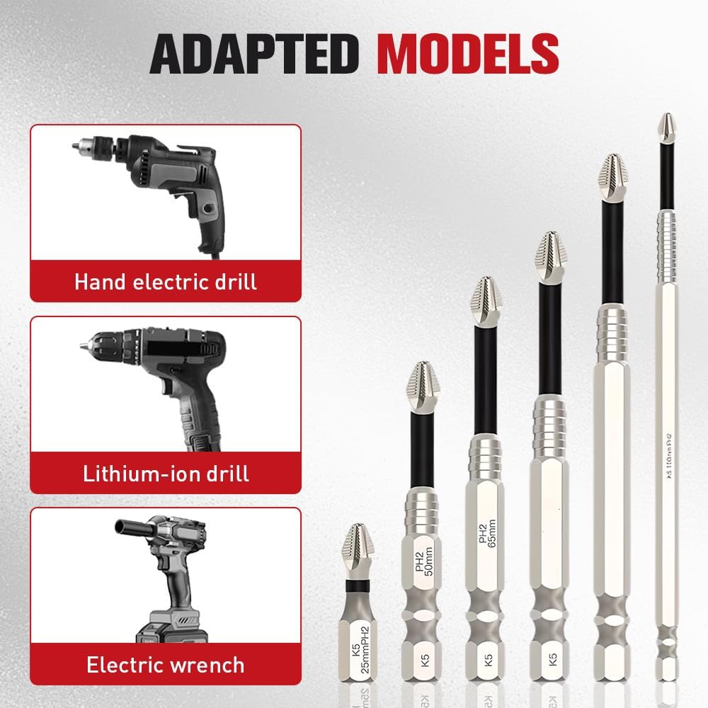 9PCS High Magnetic Screwdriver Drill Bit Set, Premium Universal Strong Magnetic Durability Screwdriver Drill Bit Set,Anti Slip Anti-Shock Impact Driver Bit Set for Home DIY Profession