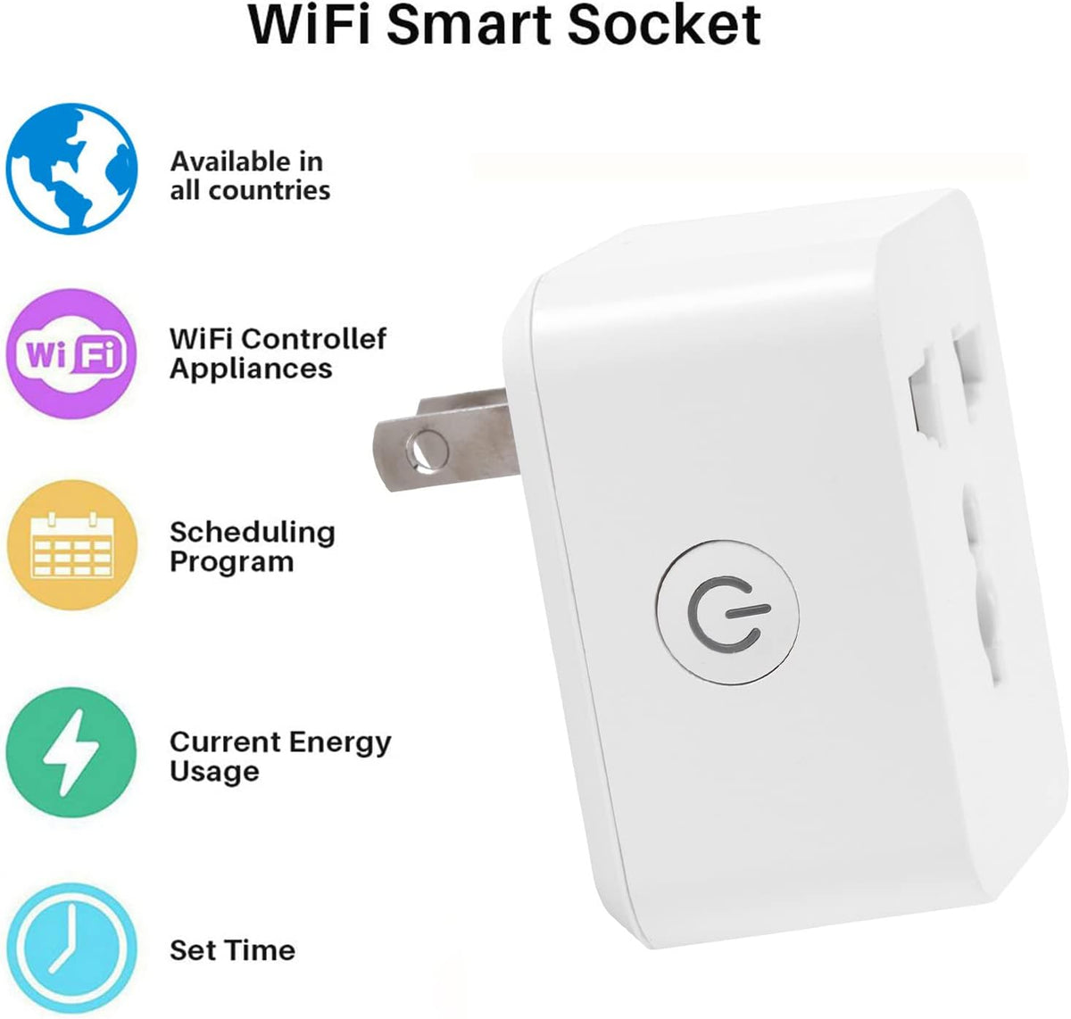 Garosa Smart Plug 15A WiFi Bluetooth Timing Socket Multi Function Conversion Socket Smart Outlet Plug Electrical Outlet Switches