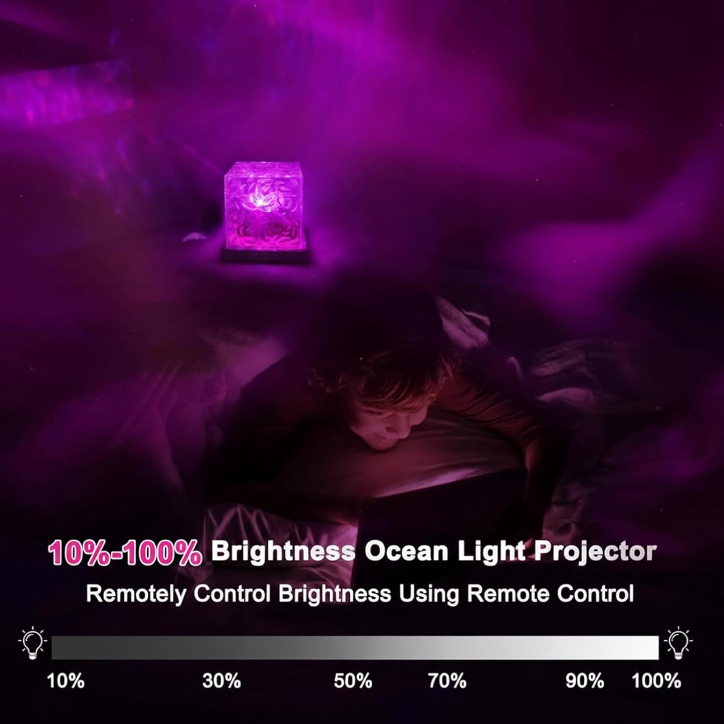 RICHMYC Ocean Wave Projector Light, 16 Colors Rotating Water Lamp, Remote | Beach Decor Sea Themed Gradual Northern Lights Projector for Office Bedroom Bathroom Bar Restaurant (Cordless)