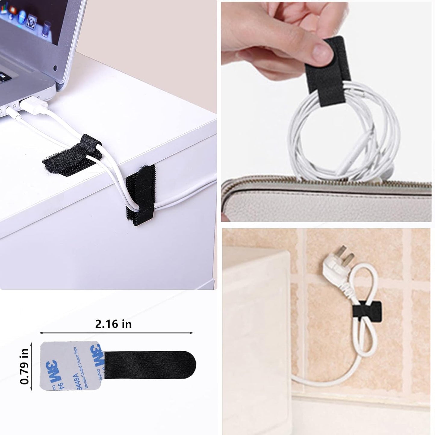 311Pcs Cable Management Organizer Kit 4 Cable Sleeve Split | 53Cable Clips 12Cord Clips Holder,22 Cable Ties, 20 Adhesive Wall Cable Tie, 200Fasten Cable Ties for TV Office Home