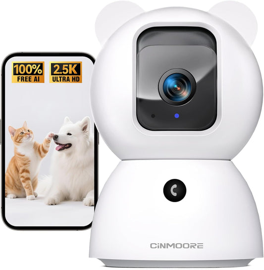 2.5K Pet Camera Indoor with Phone App, Dog/Cat Camera | 4MP Indoor Camera for Home Security, Baby Monitor with Free AI Person/Pet/Cry Detection, Pan Tilt 2.4GHz WiFi, Full Duplex 2-Way Audio