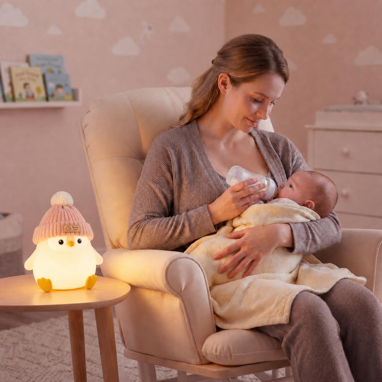 Penguin Night Light for Kids, Squishy Silicone Nursery Lamp | Tap Control, 2 Brightness, 20-Min Timer, 3000K Warm LED, BPA-Free Silicone, Nursery Decor, Gift for Kids