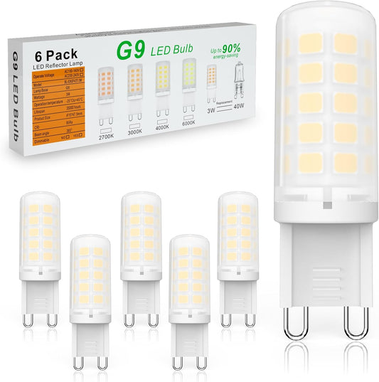 BAOMING G9 LED Bulb Non-Dimmable 3W (40W Equivalent) - 3000K Warm White, No Flicker, Energy Saving, Plastic Base - 6 Pack for Bedroom, Chandelier