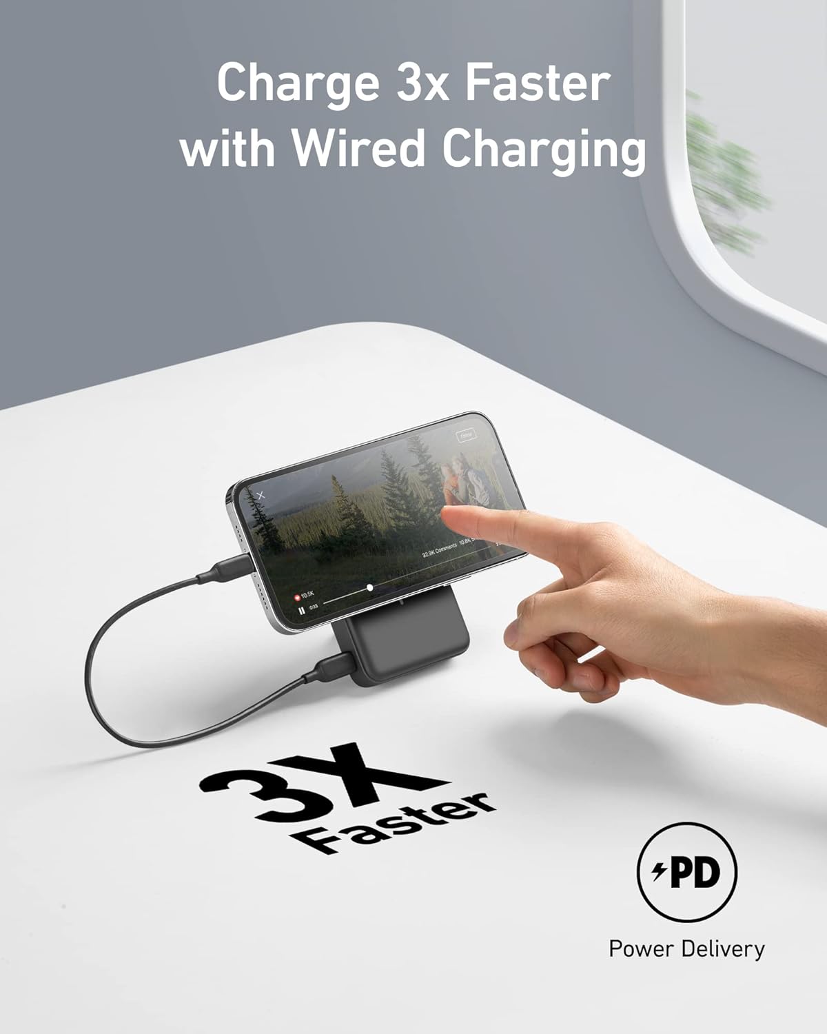 Anker 633 Magnetic Power Bank with Stand, 10,000mAh Portable Charger | Foldable Wireless Charger with 20W USB-C Power Delivery, MagSafe-Compatible for iPhone 16 / 15 / 14 / 13 / 12 Series