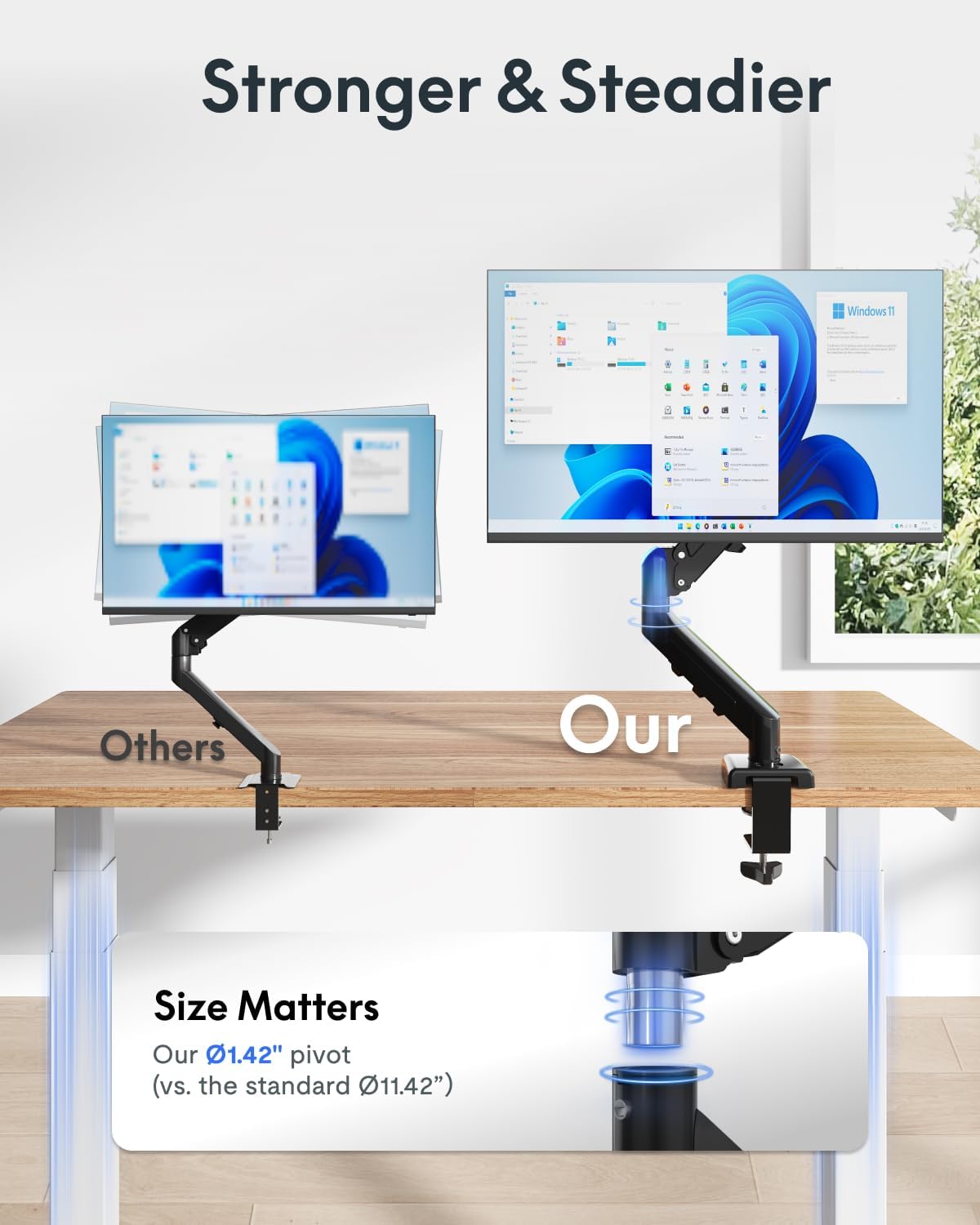 Flexispot Dual Monitor Arm, 17-32 Inch Monitor Mount up to 19.84 lbs, Fast Install VESA Mount for Home Office Gaming, Full Adjustable Gas Spring with C-Clamp and Grommet Base, Black
