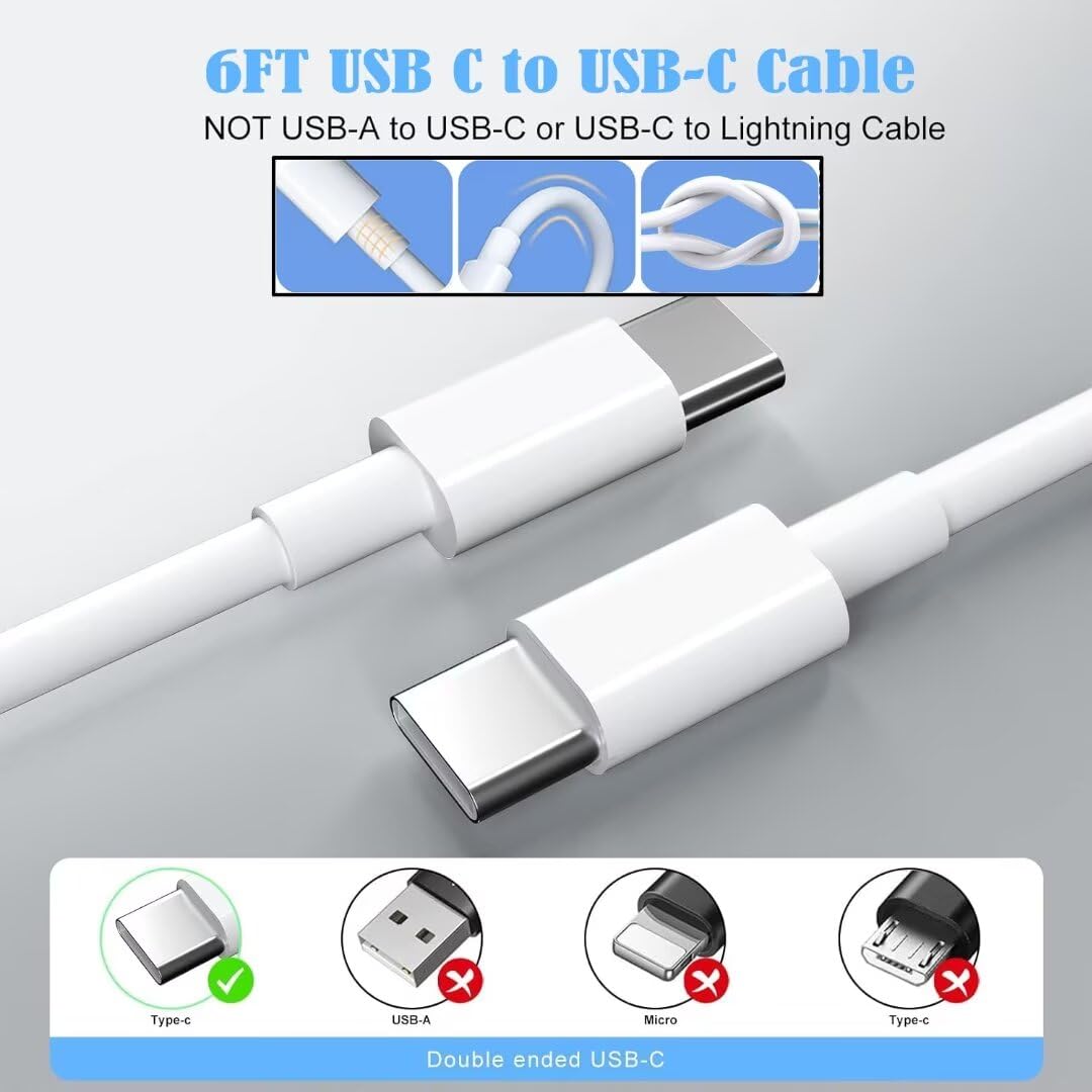 iPhone 17/16/15 Charger, USB C Charger, 2Pack 20W Type C Fast Wall Charge Power Adapter,6FT 60W USB-C to C Cable for iPhone Air/17Pro Max/15/16 Pro Max,iPad Pro 12.9/11 inch,iPad Air 5/4th,AirPods Pro