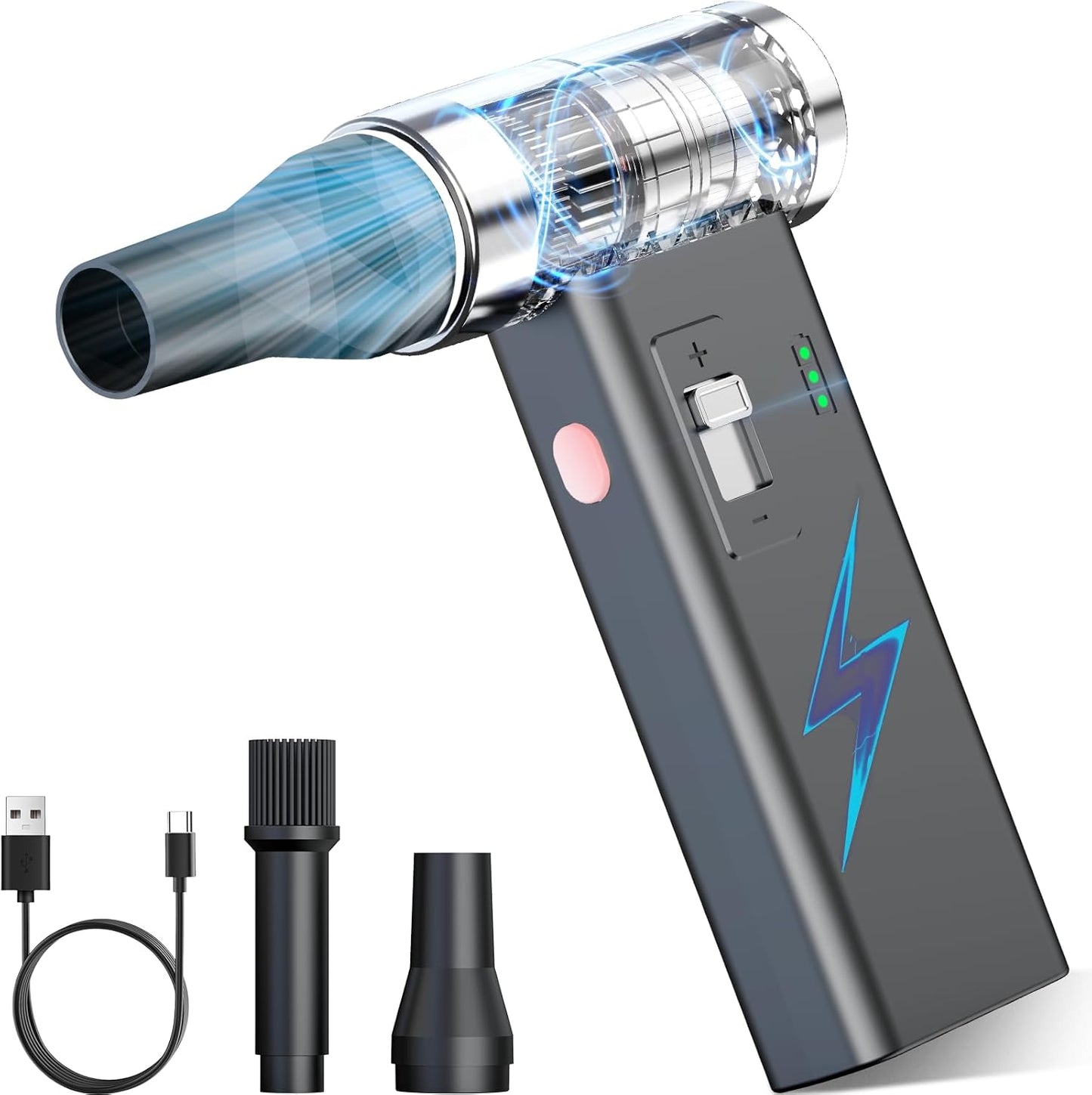 Mini Ultra-Slim Electric Compressed Air Duster 150,000RPM Super Power, Rechargeable Cordless Air Duster, Powerful Airflow for Computer, Keyboard, Outdoor, House and Car