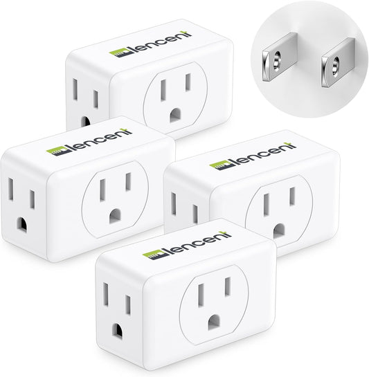 LENCENT 2 Prong to 3 Prong Outlet Adapter, Wall Plug Extender | Multiple Outlet Wall Plug with 3 AC, Non Grounded Outlets Expander for Japan Travel Kitchen Office Older House, 4 Pack