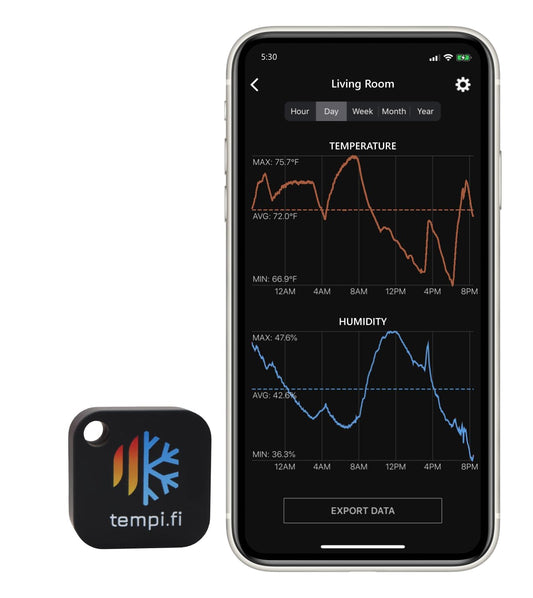 Wireless Temperature and Humidity Sensor - Developed in The USA - 24/7 Data Logger with Alarm – Bluetooth Smart Thermometer and Hygrometer - Bluetooth Only - Not WiFi