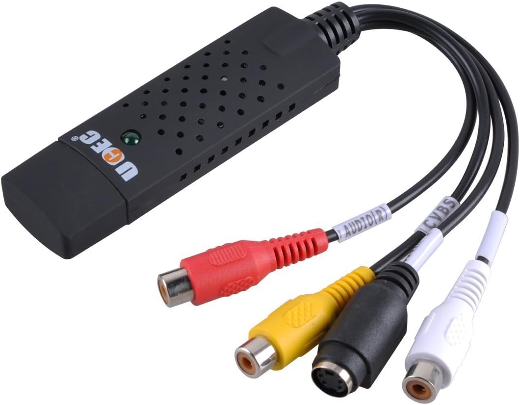 UCEC RCA to USB Converter, USB 2.0 Audio Video Capture Card Device for PC, Analog to Digital Video Converter, VHS VCR TV to DVD Converter Support Win 2000/ Win Xp/Win Vista/Win 7/ Win 8/ Win 10