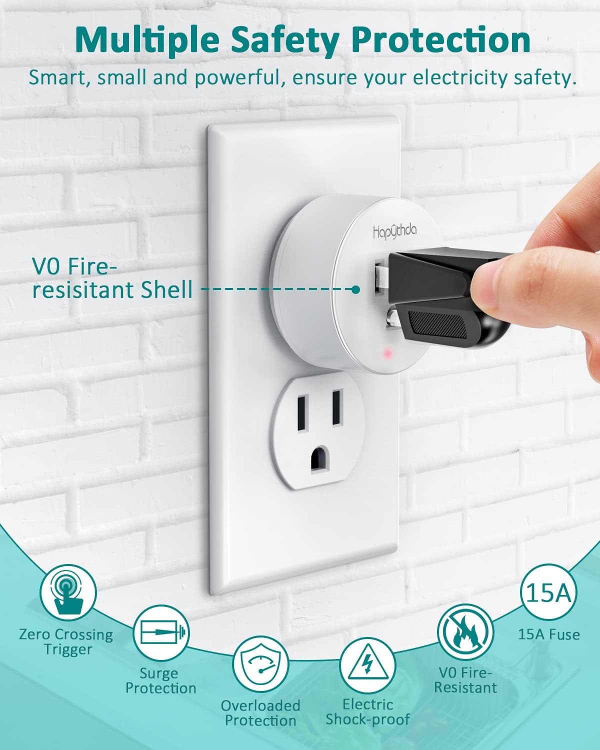Garbage Disposal Switch, Wireless Garbage Disposal Switch, Garbage Disposal Button with 15A/1500W/4000V Anti-Surge for 500ft RF Range Magnetic Base Smart Plugs