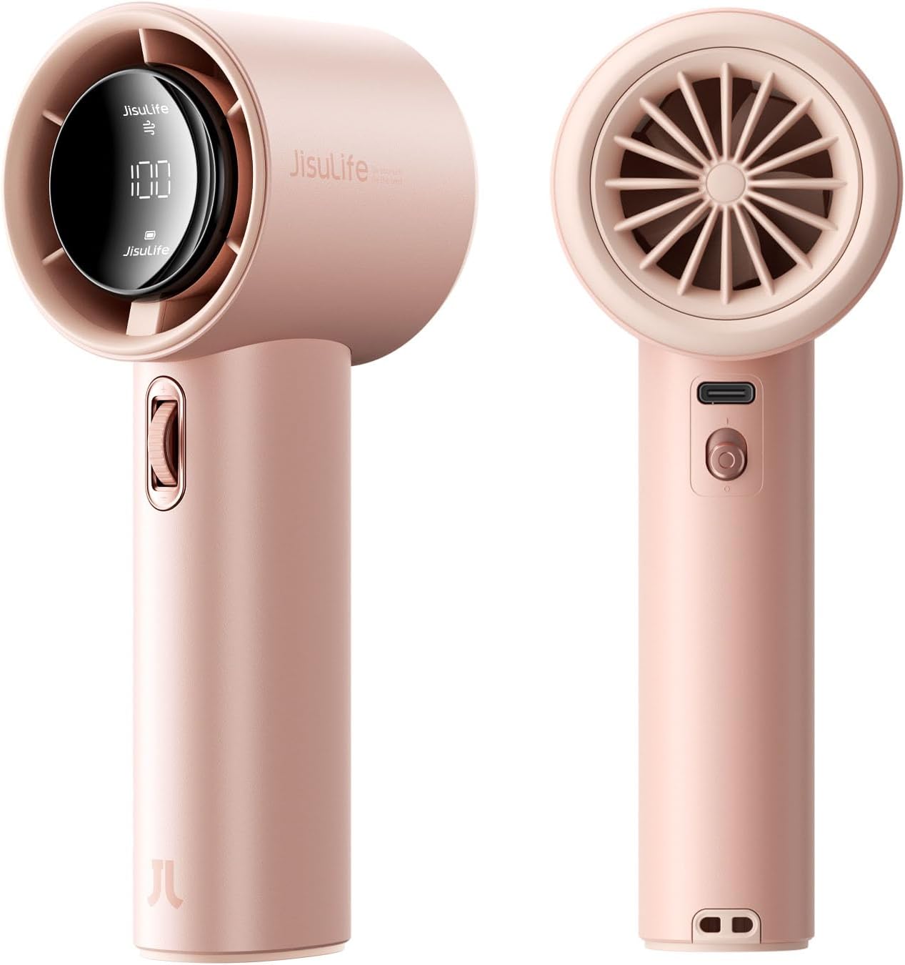 JISULIFE Handheld Fan Pro1S - Next-Gen Airflow: Up to 12H Runtime | Pearlescent ABS-Elegant Strength,1-100 Speed Scroll Wheel,3600mAh-Portable Fan for Travel, Gifts for Women Men(Iceberry Pink)