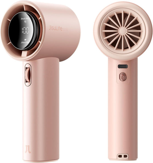 JISULIFE Handheld Fan Pro1S - Next-Gen Airflow: Up to 12H Runtime | Pearlescent ABS-Elegant Strength,1-100 Speed Scroll Wheel,3600mAh-Portable Fan for Travel, Gifts for Women Men(Iceberry Pink)