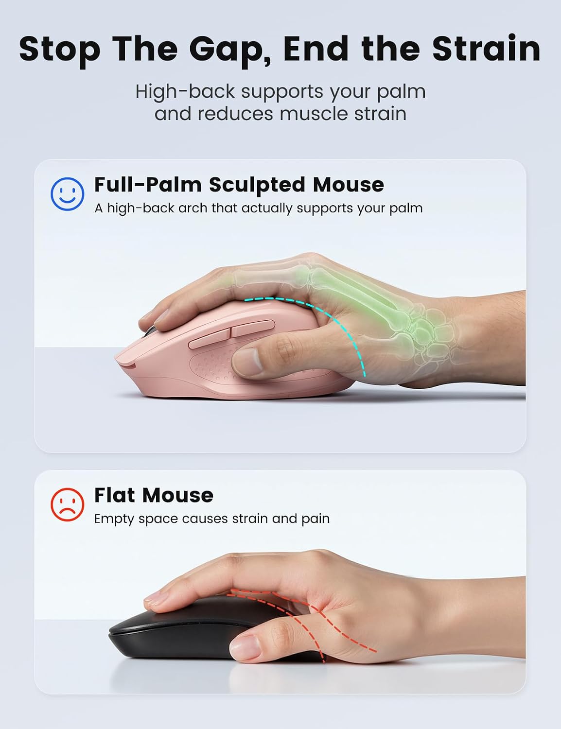 Pink Wireless Mouse for Laptop, 2.4GHz Computer Mouse with USB-A Port &USB-C Adapter, Cordless Office Mice with 6 Buttons & 3 Level DPI for Small to Medium Hands, Work with PC, Desktop, Tablet - M21