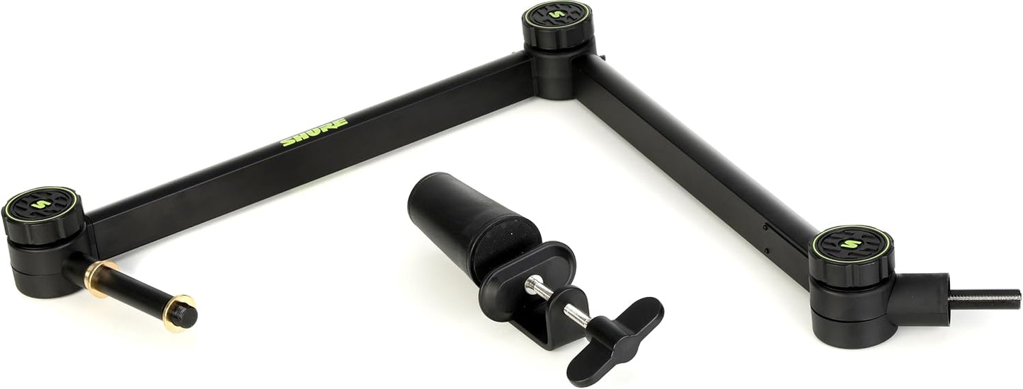 Shure MV7+ Podcast Dynamic Microphone with Articulating Desktop Boom Arm. OBS Certified, Enhanced Audio, LED Touch Panel, USB-C & XLR Outputs, Auto Level Mode, Digital Pop Filter, Reverb -Black