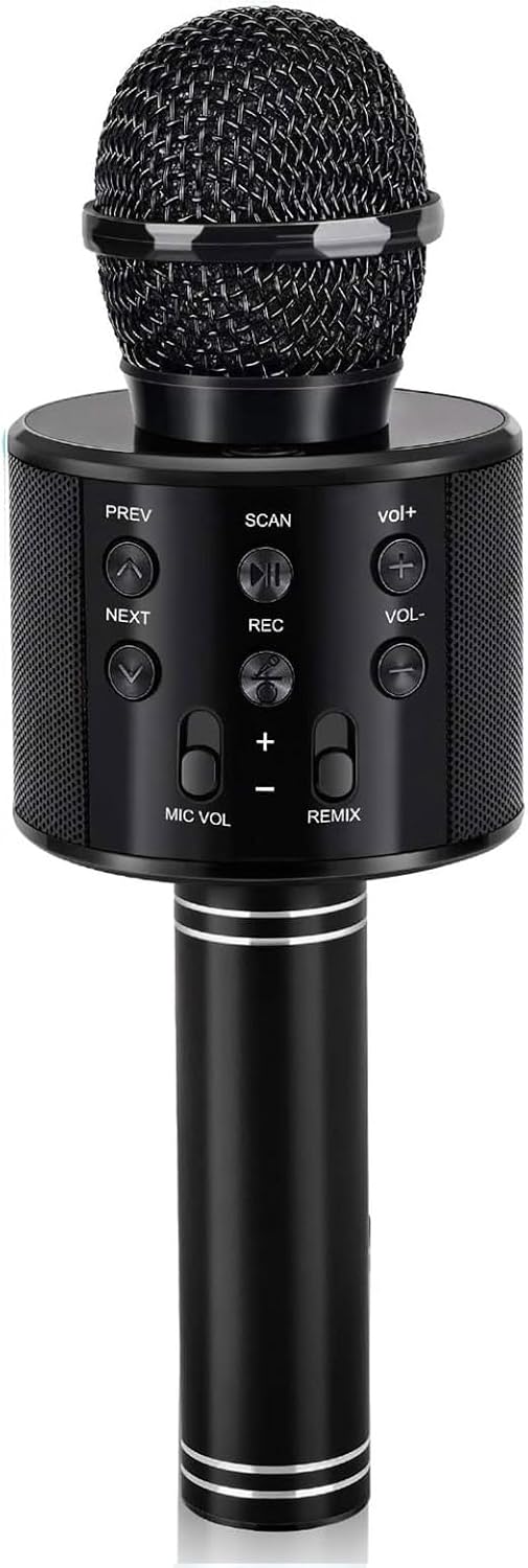Kids Toys Age 3-12, Karaoke Microphone for Kids Birthday Presents Gifts for 5 6 7 8 9 10 11 12 Year Old Girls Boys Toys for 4-11 Year Old Girl Boy Teen - Black