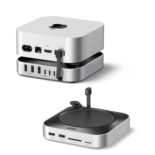 UGREEN Mac mini M4 Dock & Stand with NVMe SSD Enclosure | 3 USB A 10Gbps, USB C Data Port, SD Card Reader for Mac mini M4/ M4 Pro