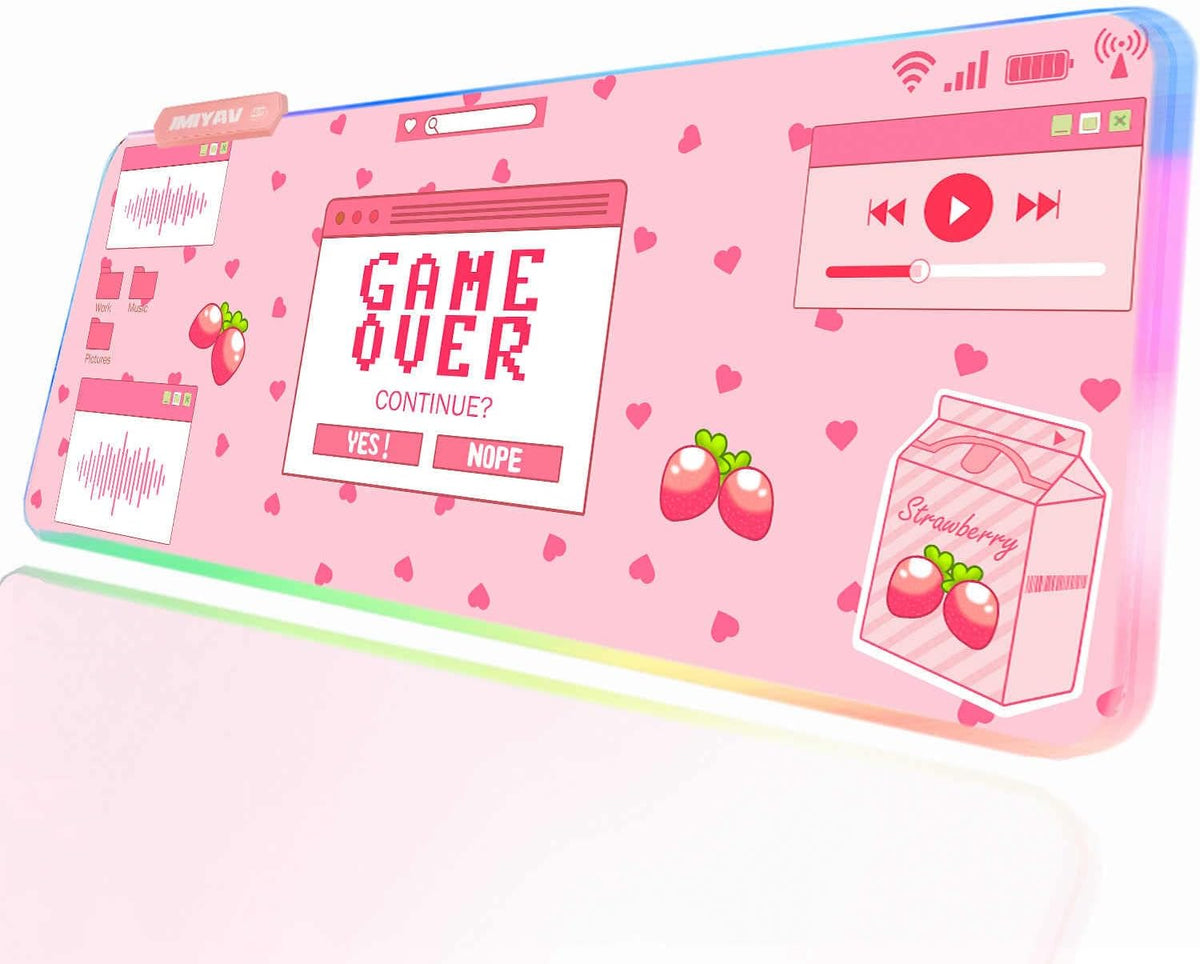 JMIYAV Pink RGB Gaming Mouse Pad 31.5x12 Inch PC XL Large Extended Glowing Led Light Up Desk Pad Non-Slip Rubber Base Computer Mouse Pad Cute Mousepad Mat