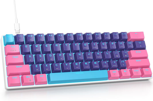 Fogruaden Wired 60% Percent Mechanical Keyboard, RGB Gaming Keyboard 60 Percent, Ultra-Compact 60 Percent Purple Keyboard for Win/Mac PC Gamer, Easy to Carry on Trip (Purple, Red Switch)