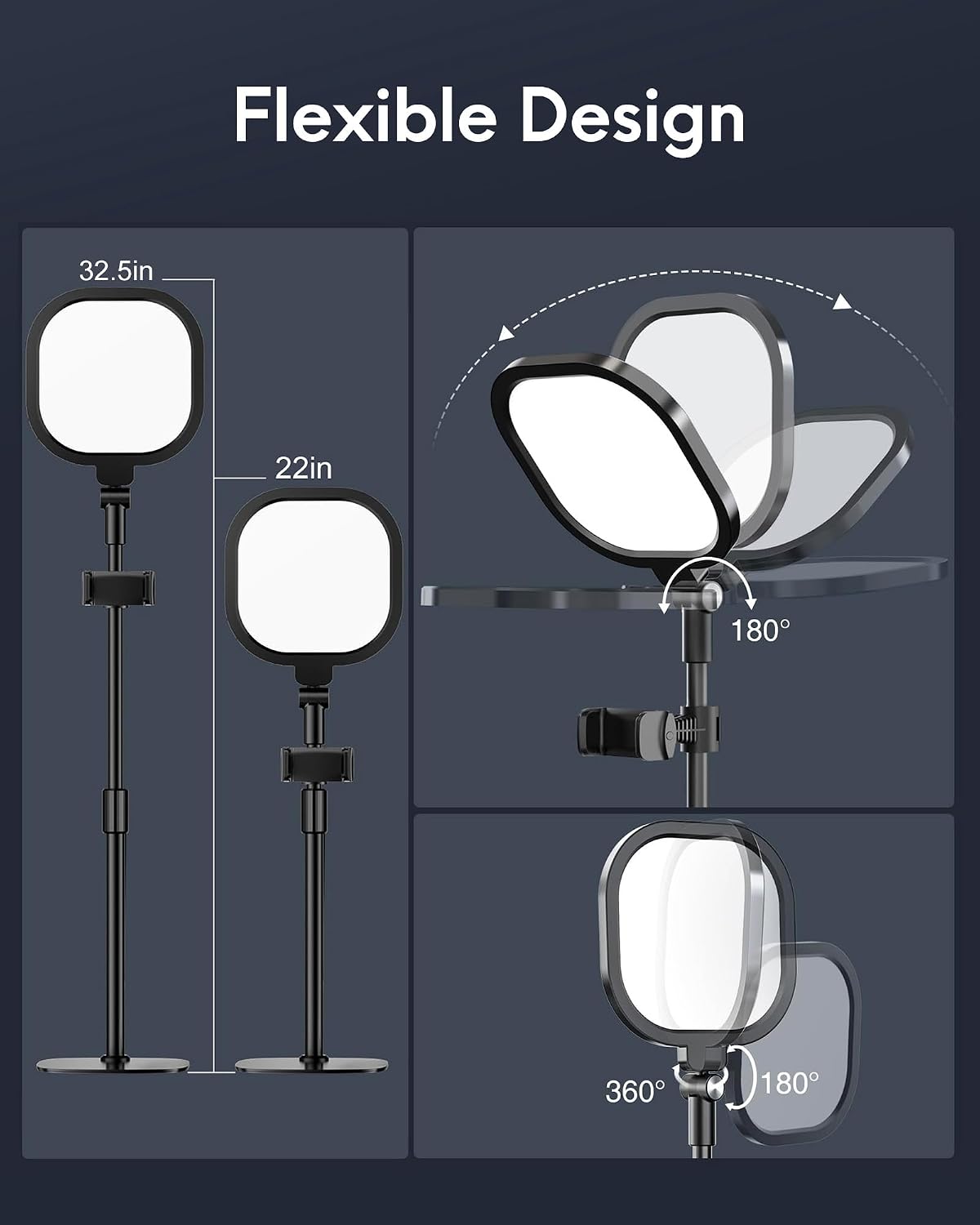 Zoom Lighting for Computer, Adjustable Desk Lighting for Video Calls, 30 Light Modes Video Conference Light, Desk Ring Light with Stand for Webcam, Meetings, Live Stream, Home Office. CRI 97.8