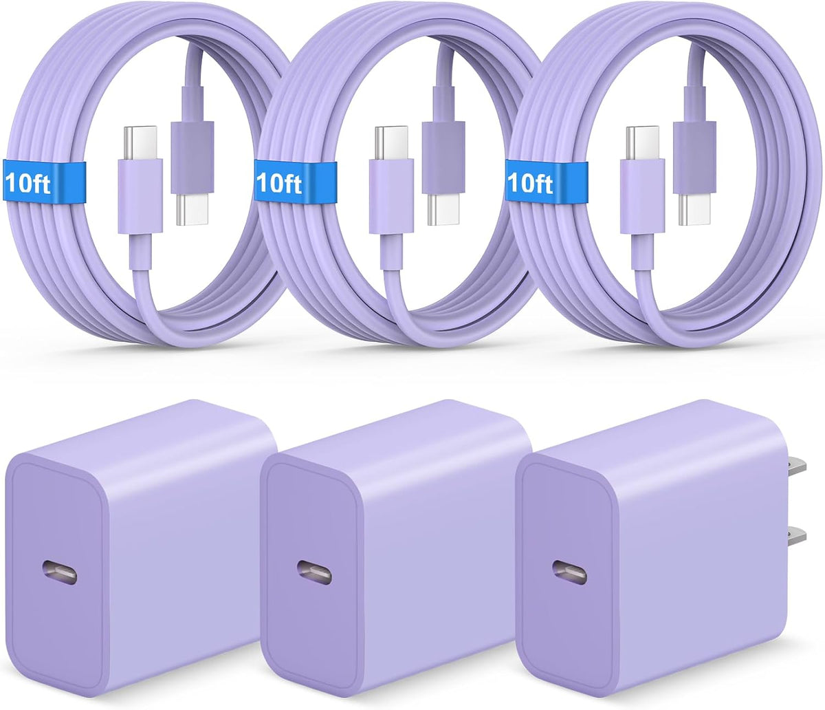 iPhone Duo 18 17 16 15 Charger Fast Charging USB C Charger Block, Purple