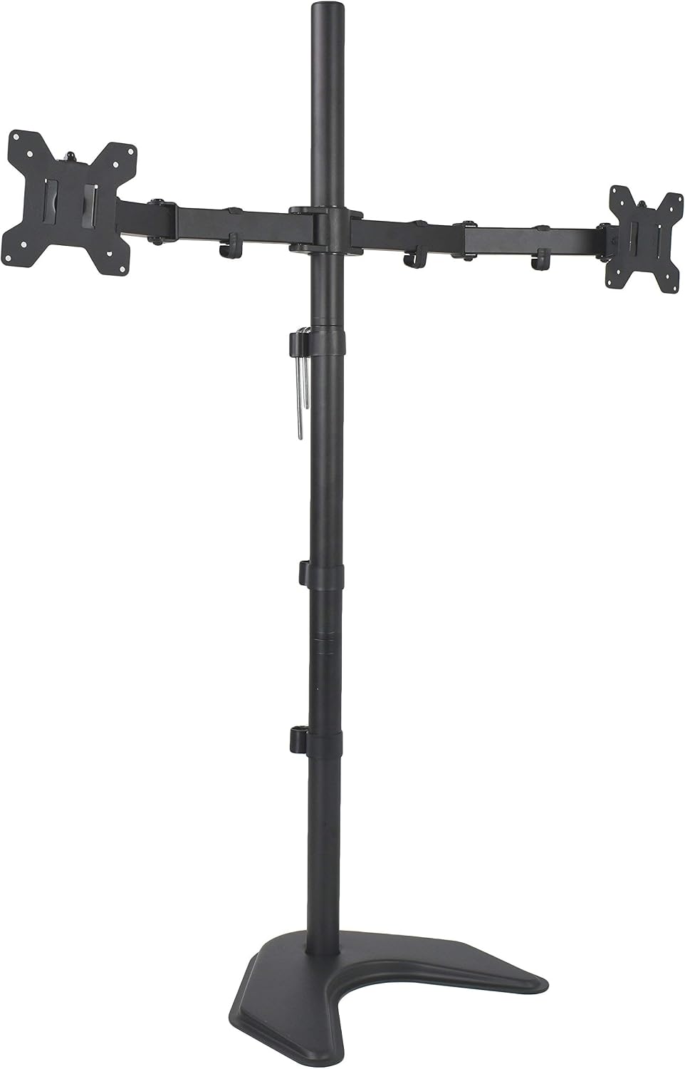VIVO Dual 13 to 27 inch LED LCD Monitor Free-Standing Desk Stand, Holds 2 Screens, Heavy-Duty Fully Adjustable Arms with Max VESA 100x100mm, Extra Tall 40 inch Pole, Black, STAND-V012F