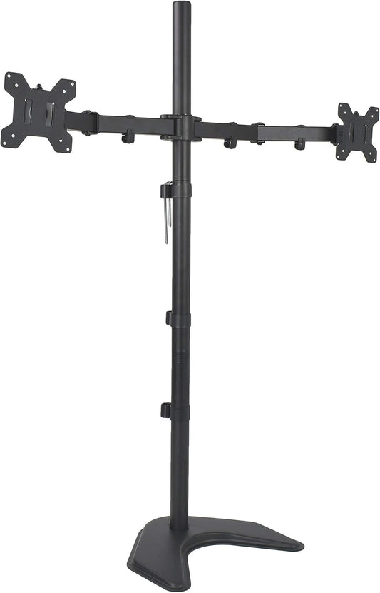 VIVO Dual 13 to 27 inch LED LCD Monitor Free-Standing Desk Stand, Holds 2 Screens, Heavy-Duty Fully Adjustable Arms with Max VESA 100x100mm, Extra Tall 40 inch Pole, Black, STAND-V012F