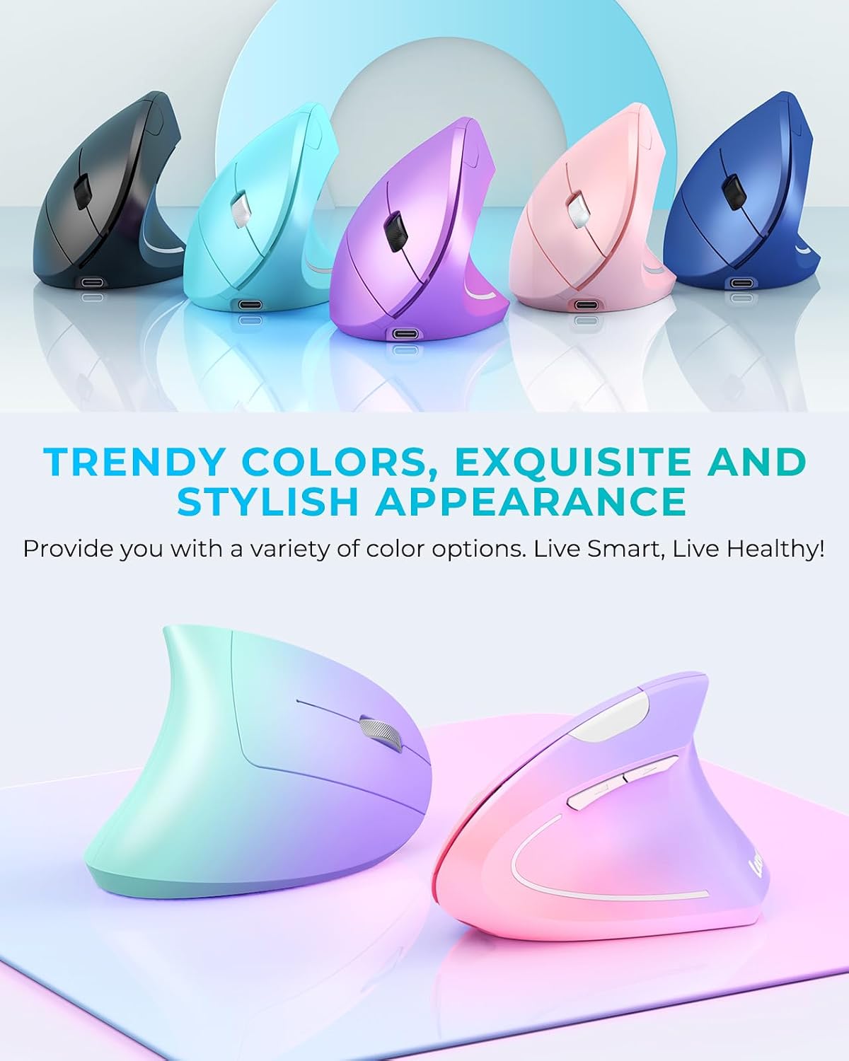 Lekvey Ergonomic Mouse, Rechargeable Vertical Wireless Mouse, White